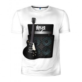 Мужская футболка 3D спортивная с принтом Ария в Петрозаводске, 100% полиэстер с улучшенными характеристиками | приталенный силуэт, круглая горловина, широкие плечи, сужается к линии бедра | aria | band | metal | music | rock | ария | атрибутика | метал | музыка | рок