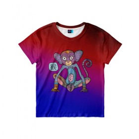 Детская футболка 3D с принтом Год обезьяны в Петрозаводске, 100% гипоаллергенный полиэфир | прямой крой, круглый вырез горловины, длина до линии бедер, чуть спущенное плечо, ткань немного тянется | 