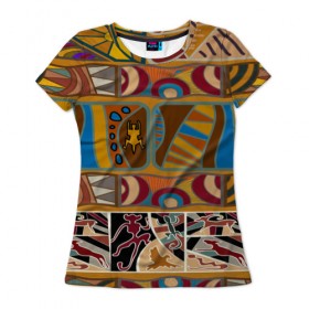 Женская футболка 3D с принтом Africa Style в Петрозаводске, 100% полиэфир ( синтетическое хлопкоподобное полотно) | прямой крой, круглый вырез горловины, длина до линии бедер | afrika | pattern | африка | африканские мотивы | африканские узоры | солнце | узор | этника | южный континент
