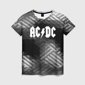 Женская футболка 3D с принтом AC/DC rock band в Петрозаводске, 100% полиэфир ( синтетическое хлопкоподобное полотно) | прямой крой, круглый вырез горловины, длина до линии бедер | ac dc | logo | music | pop | rock | usa | альтернатива | америка | металл | музыка | музыкальный | поп | рок