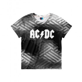 Детская футболка 3D с принтом AC/DC rock band в Петрозаводске, 100% гипоаллергенный полиэфир | прямой крой, круглый вырез горловины, длина до линии бедер, чуть спущенное плечо, ткань немного тянется | ac dc | logo | music | pop | rock | usa | альтернатива | америка | металл | музыка | музыкальный | поп | рок