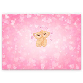 Поздравительная открытка с принтом Мишки в Петрозаводске, 100% бумага | плотность бумаги 280 г/м2, матовая, на обратной стороне линовка и место для марки
 | angel | heart | love | valentines day | амур | ангел | бабочки | купидон | любовь | медведь | сердце