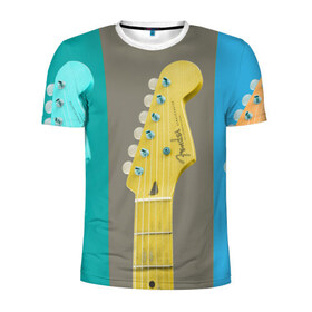 Мужская футболка 3D спортивная с принтом Гитара в Петрозаводске, 100% полиэстер с улучшенными характеристиками | приталенный силуэт, круглая горловина, широкие плечи, сужается к линии бедра | guitar | music | piano | гитара | музыка | ноты | пианино