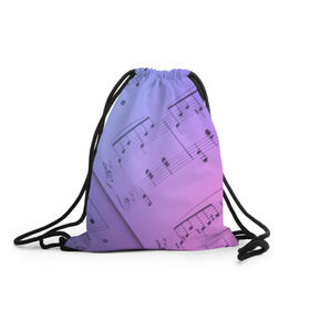 Рюкзак-мешок 3D с принтом Ноты в Петрозаводске, 100% полиэстер | плотность ткани — 200 г/м2, размер — 35 х 45 см; лямки — толстые шнурки, застежка на шнуровке, без карманов и подкладки | guitar | music | piano | гитара | музыка | ноты | пианино