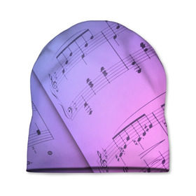 Шапка 3D с принтом Ноты в Петрозаводске, 100% полиэстер | универсальный размер, печать по всей поверхности изделия | guitar | music | piano | гитара | музыка | ноты | пианино