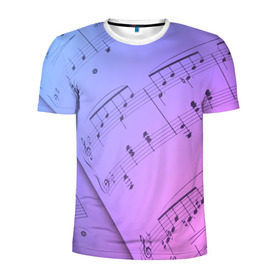 Мужская футболка 3D спортивная с принтом Ноты в Петрозаводске, 100% полиэстер с улучшенными характеристиками | приталенный силуэт, круглая горловина, широкие плечи, сужается к линии бедра | guitar | music | piano | гитара | музыка | ноты | пианино