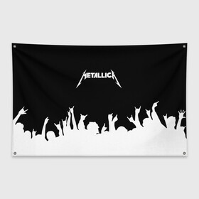 Флаг-баннер с принтом Metallica в Петрозаводске, 100% полиэстер | размер 67 х 109 см, плотность ткани — 95 г/м2; по краям флага есть четыре люверса для крепления | metallica | группа | джеймс хэтфилд | кирк хэмметт | ларс ульрих | метал | металика | металлика | миталика | музыка | роберт трухильо | рок | трэш | трэшметал | хард | хардрок | хеви | хевиметал