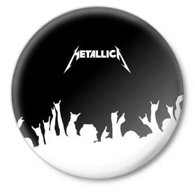 Значок с принтом Metallica в Петрозаводске,  металл | круглая форма, металлическая застежка в виде булавки | metallica | группа | джеймс хэтфилд | кирк хэмметт | ларс ульрих | метал | металика | металлика | миталика | музыка | роберт трухильо | рок | трэш | трэшметал | хард | хардрок | хеви | хевиметал