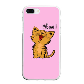Чехол для iPhone 7Plus/8 Plus матовый с принтом Meow !! в Петрозаводске, Силикон | Область печати: задняя сторона чехла, без боковых панелей | cat | pussy | smile | киска | котёнок | кошка | мяу | улыбка