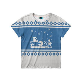 Детская футболка 3D с принтом Свитер с Оленем в Петрозаводске, 100% гипоаллергенный полиэфир | прямой крой, круглый вырез горловины, длина до линии бедер, чуть спущенное плечо, ткань немного тянется | Тематика изображения на принте: зима | новый год | олень | подарок | прикол | свитер | свитер с оленем