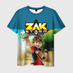 Мужская футболка 3D с принтом Zak Storm_2 в Петрозаводске, 100% полиэфир | прямой крой, круглый вырез горловины, длина до линии бедер | zak storm | дети | зак шторм | мультик | мультики | мультфильм | мультфильмы | сёрфинг