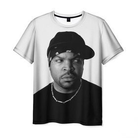 Мужская футболка 3D с принтом Ice Cube в Петрозаводске, 100% полиэфир | прямой крой, круглый вырез горловины, длина до линии бедер | Тематика изображения на принте: cube | hiphop | ice | legend | nwa | rap | рэп
