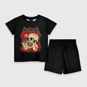 Детский костюм с шортами 3D с принтом Metallica в Петрозаводске,  |  | metallica | группа | джеймс хэтфилд | кирк хэмметт | ларс ульрих | метал | металика | металлика | миталика | музыка | роберт трухильо | рок | трэш | трэшметал | хард | хардрок | хеви | хевиметал