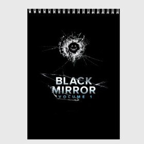 Скетчбук с принтом Black mirror в Петрозаводске, 100% бумага
 | 48 листов, плотность листов — 100 г/м2, плотность картонной обложки — 250 г/м2. Листы скреплены сверху удобной пружинной спиралью | 