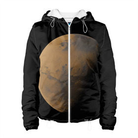 Женская куртка 3D с принтом Марс в Петрозаводске, ткань верха — 100% полиэстер, подклад — флис | прямой крой, подол и капюшон оформлены резинкой с фиксаторами, два кармана без застежек по бокам, один большой потайной карман на груди. Карман на груди застегивается на липучку | Тематика изображения на принте: elon musk | space x | spacex | будущее | вселенная | вулкан | долина | илон маск | космические | космос | красная планета | кратер | маринер | марсиане | марсианин | небес | новый дом | путешествия | роскосмос