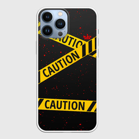 Чехол для iPhone 13 Pro Max с принтом Caution Style в Петрозаводске,  |  | blood | caution | street | tape | urban | брызги | кровь | лента | опасный | скотч | улица | урбан