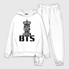 Мужской костюм хлопок OVERSIZE с принтом Keep calm and listen BTS в Петрозаводске,  |  | bangtan boys | bts | j hope | jimin | jin | jungkook | k pop | rm | sonyeondan | suga | v | бойз бойс | бойскауты | бтс бенгтан. бангтан | группа | к поп | корейская | пуленепробиваемые | хип хоп