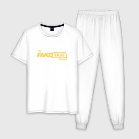 Мужская пижама хлопок с принтом FakeTaxi в Петрозаводске, 100% хлопок | брюки и футболка прямого кроя, без карманов, на брюках мягкая резинка на поясе и по низу штанин
 | 