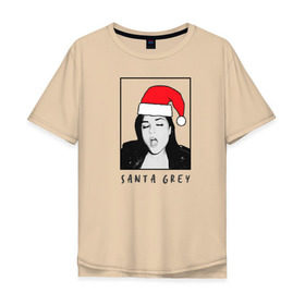 Мужская футболка хлопок Oversize с принтом Sasha Grey (Santa) в Петрозаводске, 100% хлопок | свободный крой, круглый ворот, “спинка” длиннее передней части | brazzers | sasha gray | sasha grey | бразерс | браззерс | саша грей | саша грэй