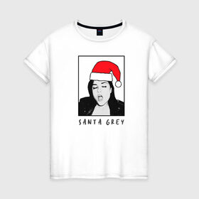 Женская футболка хлопок с принтом Sasha Grey (Santa) в Петрозаводске, 100% хлопок | прямой крой, круглый вырез горловины, длина до линии бедер, слегка спущенное плечо | brazzers | sasha gray | sasha grey | бразерс | браззерс | саша грей | саша грэй