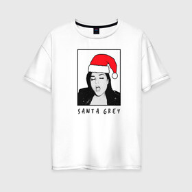 Женская футболка хлопок Oversize с принтом Sasha Grey (Santa) в Петрозаводске, 100% хлопок | свободный крой, круглый ворот, спущенный рукав, длина до линии бедер
 | Тематика изображения на принте: brazzers | sasha gray | sasha grey | бразерс | браззерс | саша грей | саша грэй