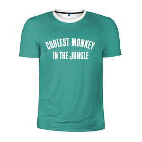 Мужская футболка 3D спортивная с принтом Coolest monkey in the jungle в Петрозаводске, 100% полиэстер с улучшенными характеристиками | приталенный силуэт, круглая горловина, широкие плечи, сужается к линии бедра | blackface | блэкфэйс | в джунглях | крутая | обезьяна | самая крутая обезьяна