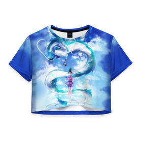 Женская футболка 3D укороченная с принтом Унесенные призраками_7 в Петрозаводске, 100% полиэстер | круглая горловина, длина футболки до линии талии, рукава с отворотами | аниме | миядзаки | унесенные призраками
