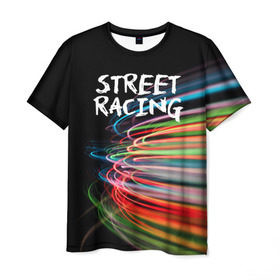 Мужская футболка 3D с принтом Street racing в Петрозаводске, 100% полиэфир | прямой крой, круглый вырез горловины, длина до линии бедер | Тематика изображения на принте: автомобили | гонки | стритрейсер | стритрейсинг
