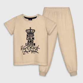 Детская пижама хлопок с принтом Keep calm and listen Kendrick Lamar в Петрозаводске, 100% хлопок |  брюки и футболка прямого кроя, без карманов, на брюках мягкая резинка на поясе и по низу штанин
 | Тематика изображения на принте: k dot | kendrick | kendrick lamar | kl | lamar | вестсай | дакворт | кдот | кендрик | кл | король хип хопа | ламар | музыкант | надпись | певец | реп | репер | рэп | рэпер | хип хоп | эндрик