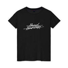 Женская футболка хлопок с принтом Headhunterz в Петрозаводске, 100% хлопок | прямой крой, круглый вырез горловины, длина до линии бедер, слегка спущенное плечо | edm | hardstyle | headhunterz