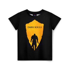 Детская футболка 3D с принтом Dark Souls в Петрозаводске, 100% гипоаллергенный полиэфир | прямой крой, круглый вырез горловины, длина до линии бедер, чуть спущенное плечо, ткань немного тянется | dark | souls | дракон | души | игра | лордран | темные