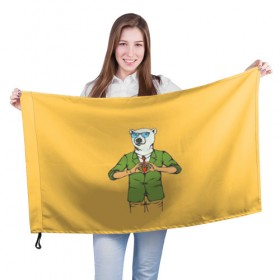 Флаг 3D с принтом Медведь Хипстер Love в Петрозаводске, 100% полиэстер | плотность ткани — 95 г/м2, размер — 67 х 109 см. Принт наносится с одной стороны | hipster | love | story | животные | любовь | медведь | хипстер | человек