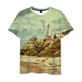 Мужская футболка 3D с принтом Старинный город в Петрозаводске, 100% полиэфир | прямой крой, круглый вырез горловины, длина до линии бедер | color | watercolor | абстракция | город | живопись | картина | краска | краски
