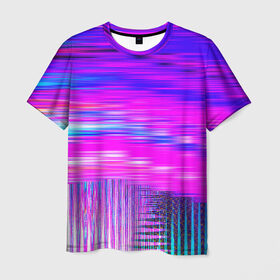Мужская футболка 3D с принтом Неоновые линии в Петрозаводске, 100% полиэфир | прямой крой, круглый вырез горловины, длина до линии бедер | abstraction | color | optical | pattern | tie dye | абстракция | краска | краски | линии | оптический | паттерн | полосы | психоделика | узор
