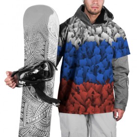 Накидка на куртку 3D с принтом Флаг России из хоккеистов в Петрозаводске, 100% полиэстер |  | зима | лед | олимпиада | россия | сборная | спорт | триколор | хокей | хоккеист | хоккей | чемпионат