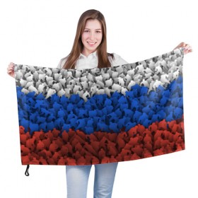 Флаг 3D с принтом Флаг России из хоккеистов в Петрозаводске, 100% полиэстер | плотность ткани — 95 г/м2, размер — 67 х 109 см. Принт наносится с одной стороны | зима | лед | олимпиада | россия | сборная | спорт | триколор | хокей | хоккеист | хоккей | чемпионат
