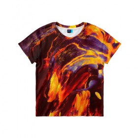 Детская футболка 3D с принтом Fire в Петрозаводске, 100% гипоаллергенный полиэфир | прямой крой, круглый вырез горловины, длина до линии бедер, чуть спущенное плечо, ткань немного тянется | abstract | color | colourful | абстракция | жара | лето | огонь | пламя | цвет | цветастый | цветной
