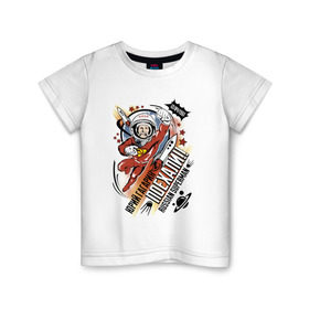 Детская футболка хлопок с принтом Юрий Гагарин в Петрозаводске, 100% хлопок | круглый вырез горловины, полуприлегающий силуэт, длина до линии бедер | Тематика изображения на принте: 12 апреля | в космосе | день | космонавт | космонавтики | первый | человек