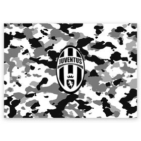 Поздравительная открытка с принтом FC Juventus Camouflage в Петрозаводске, 100% бумага | плотность бумаги 280 г/м2, матовая, на обратной стороне линовка и место для марки
 | football | italia | juve | juventus | logo | sport | арт | италия | лига | лого | спорт | текстура | фк | футбол | футбольный клуб | эмблема | ювентус