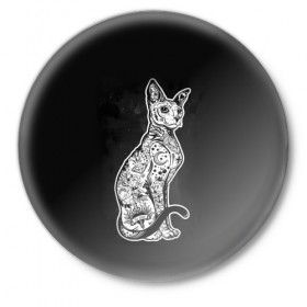 Значок с принтом cat в Петрозаводске,  металл | круглая форма, металлическая застежка в виде булавки | 