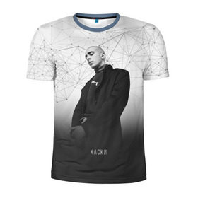Мужская футболка 3D спортивная с принтом Хаски Geometry в Петрозаводске, 100% полиэстер с улучшенными характеристиками | приталенный силуэт, круглая горловина, широкие плечи, сужается к линии бедра | rap | дмитрий кузнецов | рэп | рэпер | хаски
