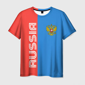 Мужская футболка 3D с принтом RUSSIA в Петрозаводске, 100% полиэфир | прямой крой, круглый вырез горловины, длина до линии бедер | russia | герб | орел | патриот | российский | россия | русский | символика | триколор