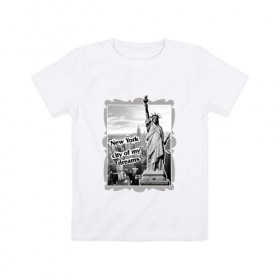 Детская футболка хлопок с принтом New York city of my dreams в Петрозаводске, 100% хлопок | круглый вырез горловины, полуприлегающий силуэт, длина до линии бедер | 