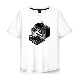 Мужская футболка хлопок Oversize с принтом Old School в Петрозаводске, 100% хлопок | свободный крой, круглый ворот, “спинка” длиннее передней части | dendy | nintendo | super mario bros. | tv | денди | марио | нинтендо | тв