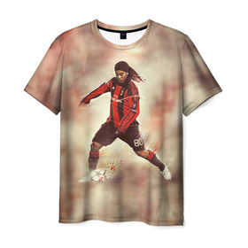 Мужская футболка 3D с принтом Ronaldinho в Петрозаводске, 100% полиэфир | прямой крой, круглый вырез горловины, длина до линии бедер | ronaldinho | роналдиньо | роналдинью | рональдиньо