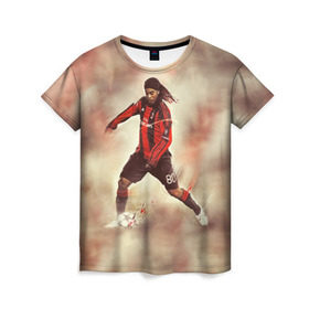 Женская футболка 3D с принтом Ronaldinho в Петрозаводске, 100% полиэфир ( синтетическое хлопкоподобное полотно) | прямой крой, круглый вырез горловины, длина до линии бедер | ronaldinho | роналдиньо | роналдинью | рональдиньо