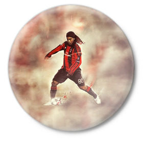 Значок с принтом Ronaldinho в Петрозаводске,  металл | круглая форма, металлическая застежка в виде булавки | Тематика изображения на принте: ronaldinho | роналдиньо | роналдинью | рональдиньо