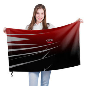 Флаг 3D с принтом AUDI SPORT в Петрозаводске, 100% полиэстер | плотность ткани — 95 г/м2, размер — 67 х 109 см. Принт наносится с одной стороны | audi | ауди | марка | машины