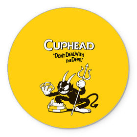 Коврик круглый с принтом Cuphead в Петрозаводске, резина и полиэстер | круглая форма, изображение наносится на всю лицевую часть | cuphead | капхед | компьтерная игра