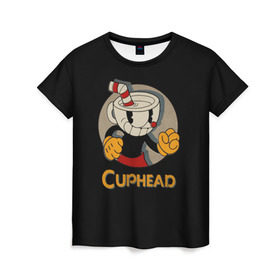 Женская футболка 3D с принтом Cuphead в Петрозаводске, 100% полиэфир ( синтетическое хлопкоподобное полотно) | прямой крой, круглый вырез горловины, длина до линии бедер | cuphead | капхед | компьтерная игра